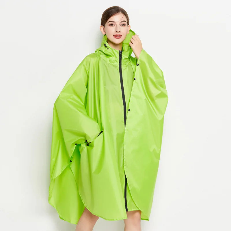 3 in One  Rain Poncho  PU Coated Rain Cape Waterproof Raincoat With Hood Lightweight portable trekking Poncho