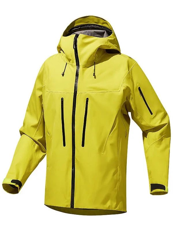 Men's Women's Hard Shell Bomber Ski Jackets Waterproof Breathable Windproof Yellow Sports Mountaineering Stand Zipper Autumn