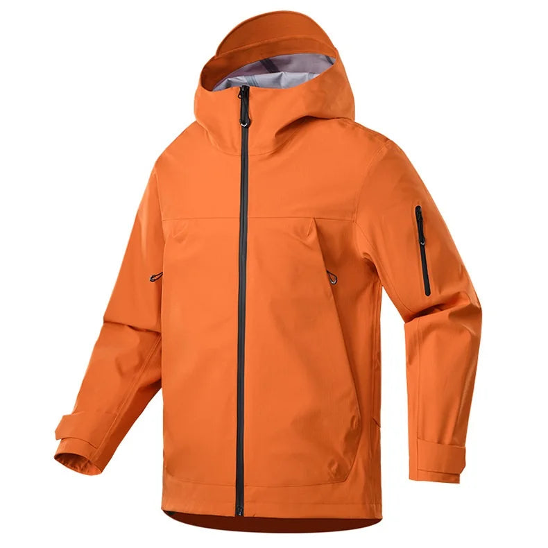 Men's Lightweight Stand Rain Jacket for Autumn Spring Windproof 3D Embroidery Logo Zipper Prints Breathable for Outdoor Sports