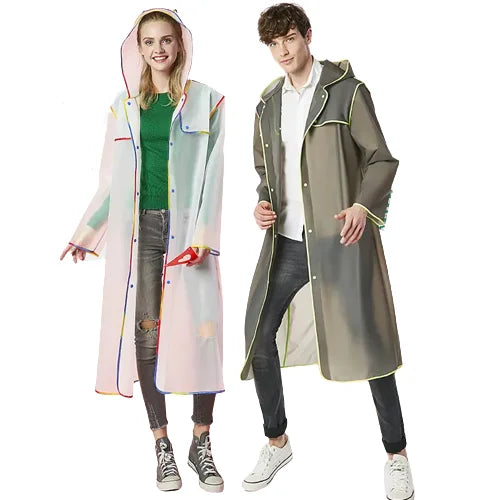 Unisex Adult EVA Rain Poncho Waterproof Long Rain Cape Colorful Hem Reusable Outdoor Jacket Hiking Featuring Custom Logo