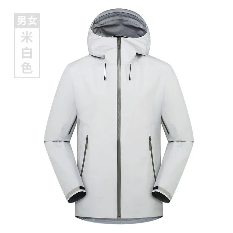 LT Single-Layer Waterproof Jacket for Men Women Long Sleeve Stand Collar Coat Zipper Warm Ski Mountaineering Suit for Spring