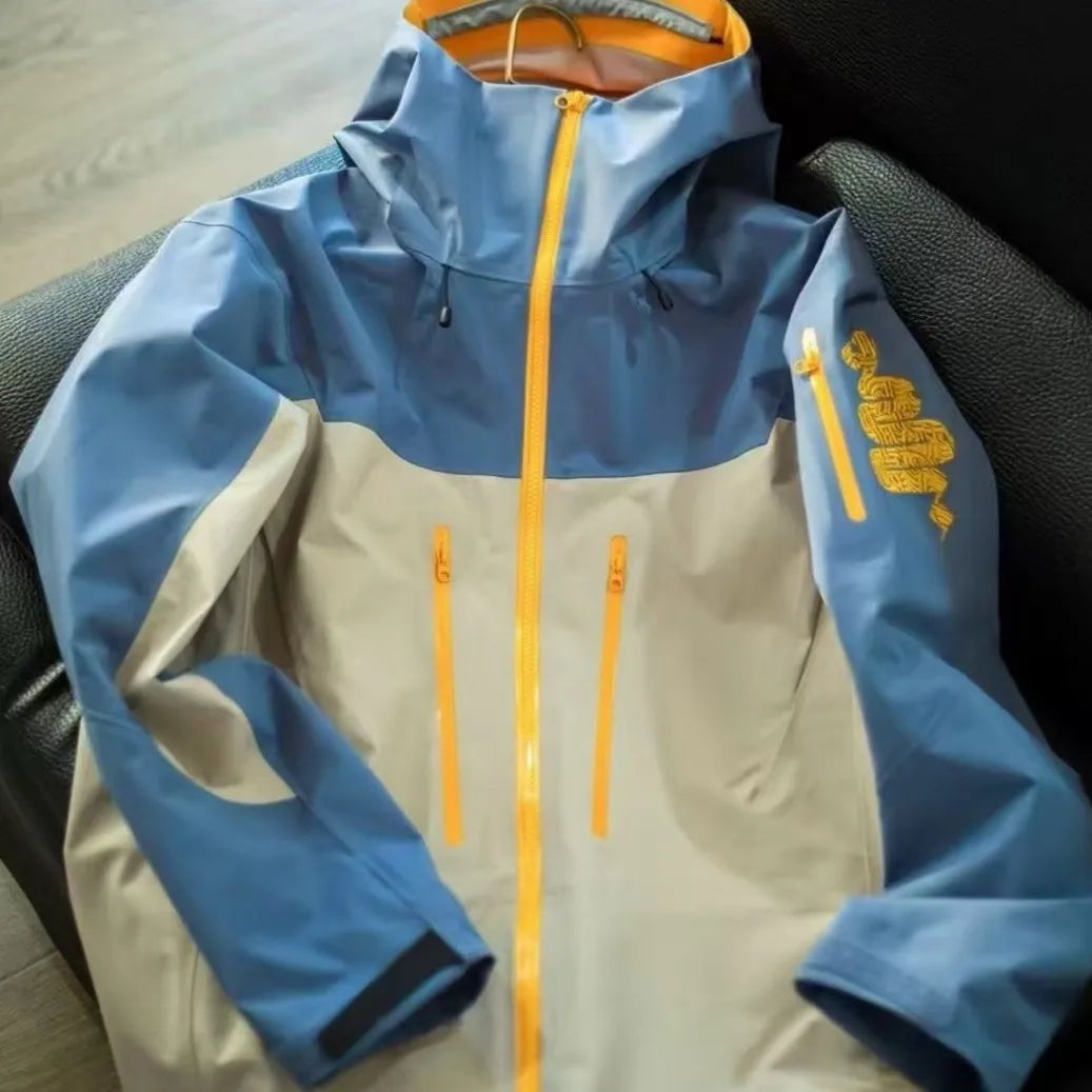 Year Snake Limited Edition Jacket Same Style Outdoor Waterproof Windbreaker Gold Python Canvas Plain Dyed