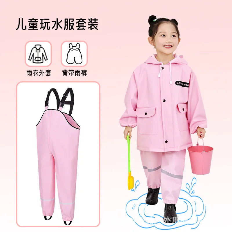 Kids' One-Piece Waterproof Raincoat EVA PU Rain Boots for Beach Sea-Driving Fishing Water for Boys' Kindergarten Camping Tours