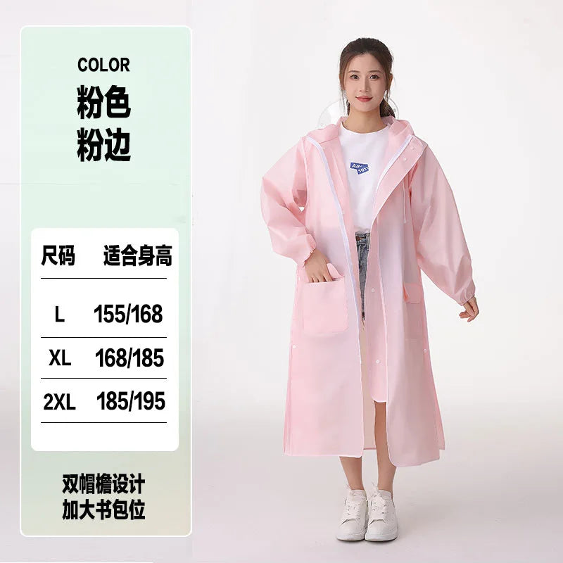 Adult Outdoor Hiking Conjoined Raincoat Double Hat Brim Large Size Logo Waterproof Upgrade for Rainstorm for Poncho Wholesale