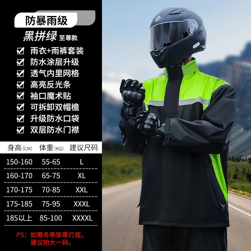 Men's Waterproof Motorcycle & Electric Car for Poncho Thickened Split Suit Raincoat for Riders Hiking-Storm-Proof
