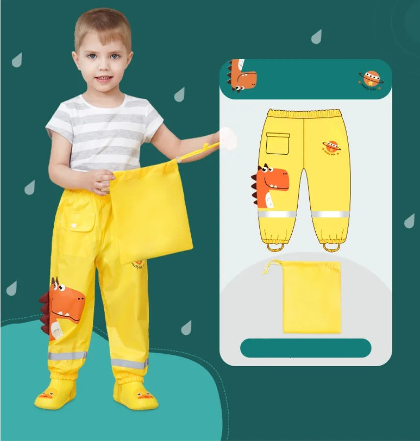 Unisex Children's Dinosaur Print Raincoat and Pants Waterproof Plastic Durable for Camping and Fishing With Custom Logo