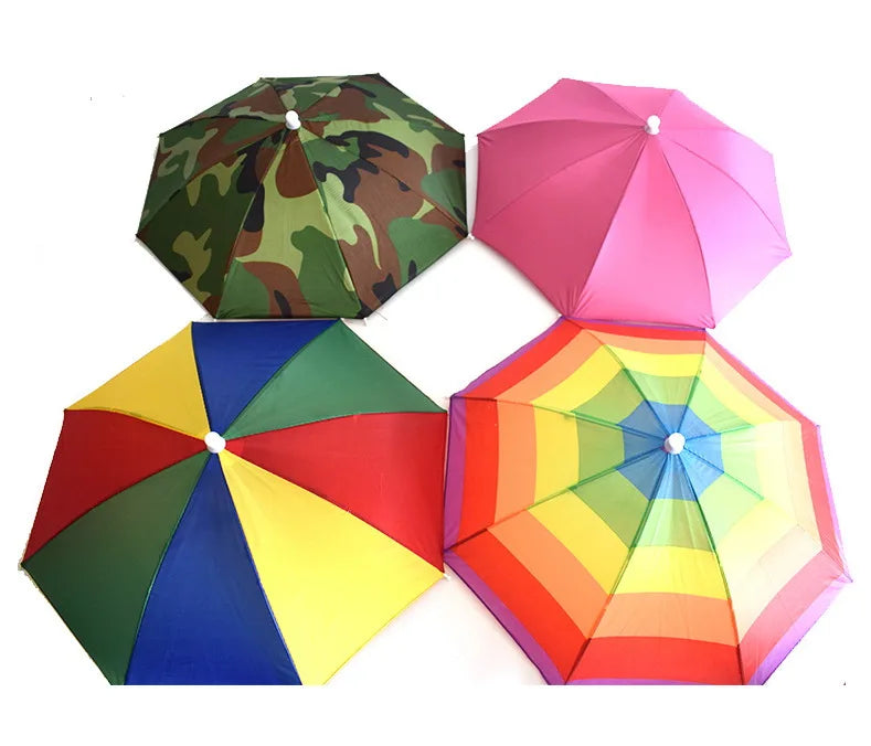 Mini Umbrellas for the Rain Umbrella Hat Outdoor Head Wearing Colorful Travel