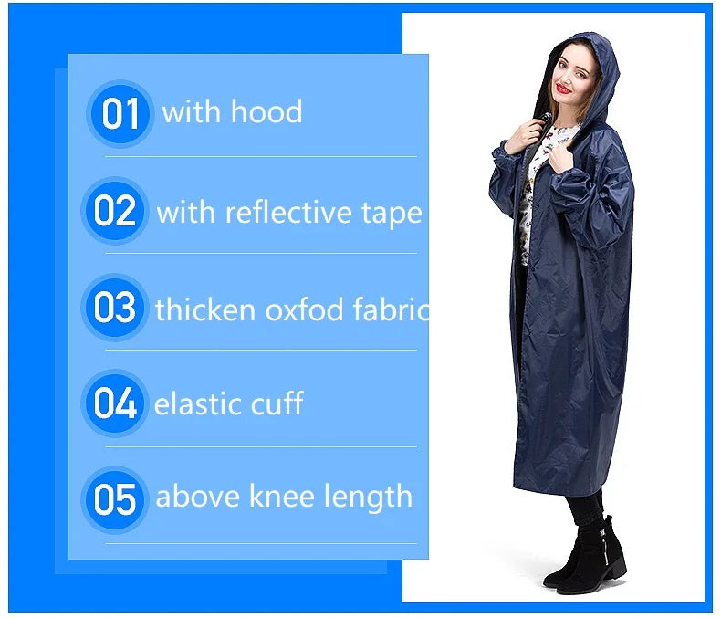 Custom PU Adults Long Rain Coat Windcheater Windbreaker Outerwear Waterproof Oxford Rain Poncho Outdoor Activity Hiking Logo