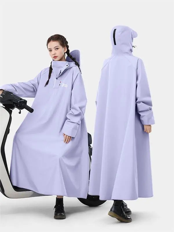 New Modern Durable Extended Loose Unisex Adult Bike Rain for Waterproof Polyester Pongee Wide Hood Brim Thickened