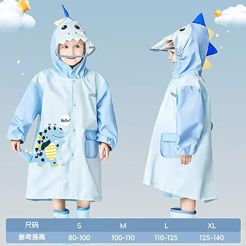 Children's Waterproof Hooded Cute Cartoon Raincoat, Suitable for Boys and Girls to Hike, Travel, and Engage in Water Activities