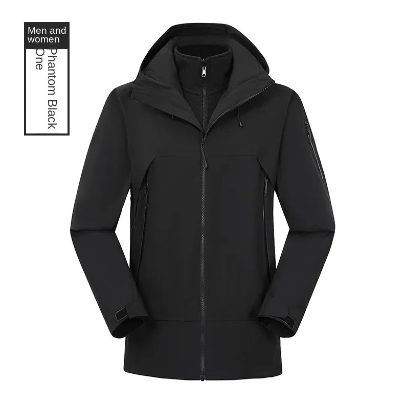 Couple's Lightweight Hard Shell Three-in-One Outdoor Sports Jacket Cold-Proof Windproof Waterproof Mountaineering Suit