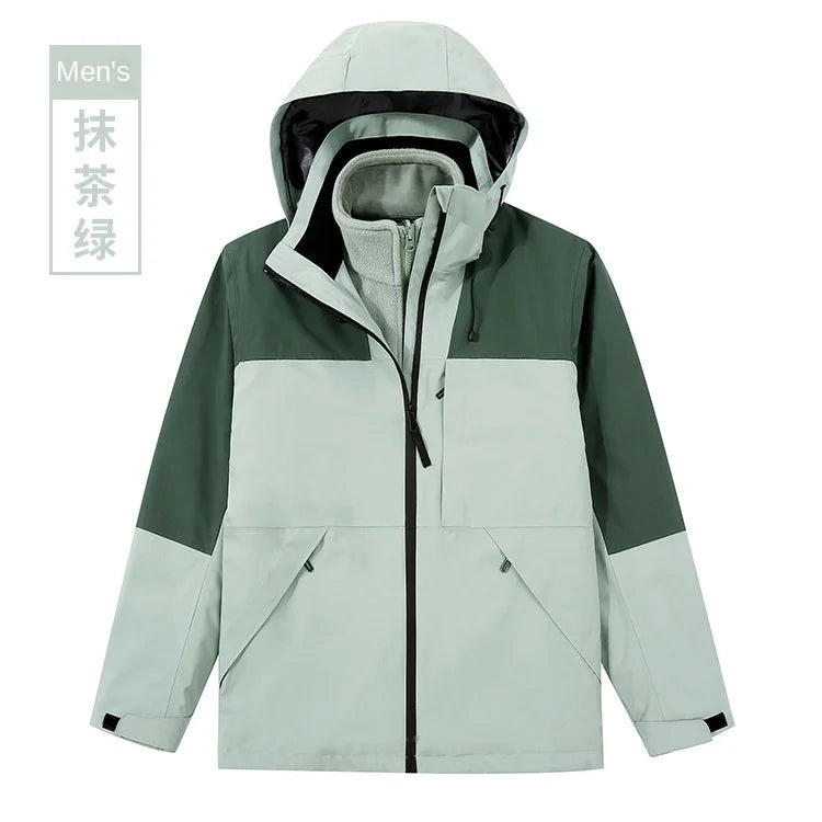 Women's Men's Three-in-One Winter Work Clothes Warm Waterproof Breathable Outdoor Two-Piece with Zipper Closure Logo Embroidery