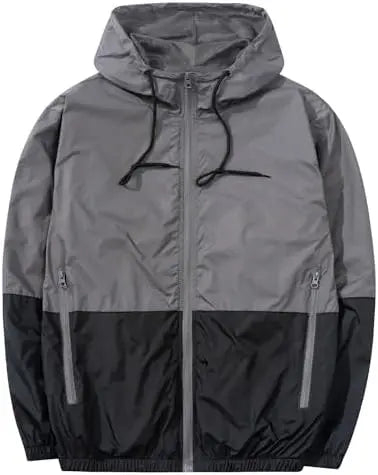 Stylish Outdoor Windbreaker Jacket with Hood Lightweight Pocketed Raincoat for Spring and Autumn