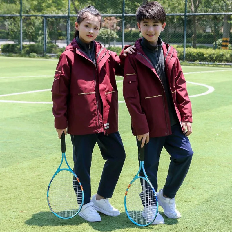 YM Winter Children's Unisex School Uniform Sets Three-in-One Two-Piece Warm-Keeping Thickened 100% Polyester