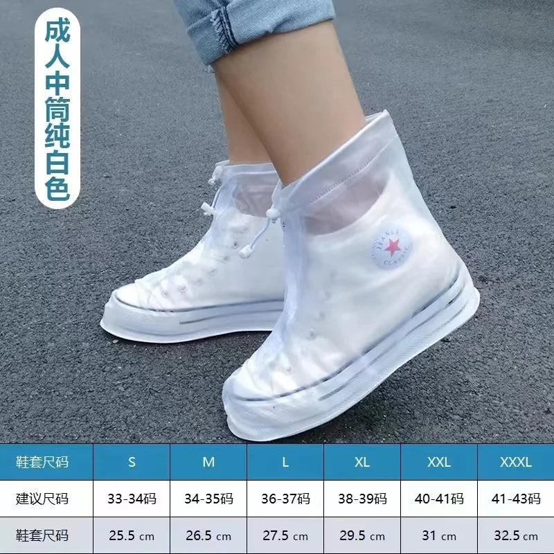 New Style Unisex White Pink Rain Boots Eco-Friendly Cartoon Design for School and Outdoor Activities Adult Shoe Cover Customized