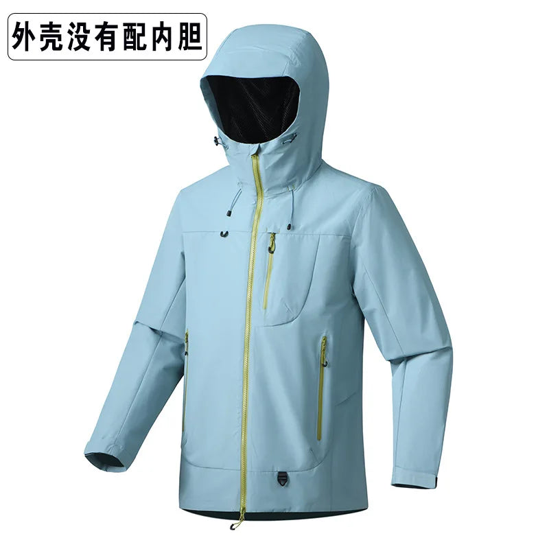 Custom Men's Lightweight Breathable Waterproof Windproof Soft Shell Thinsulate Filled Outdoor Jacket Solid Casual Style Zipper
