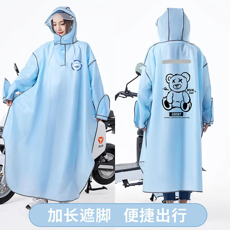 Thickened EVA Waterproof Motorcycle Scooter Raincoat Windbreaker Long Rain Coat Customized logo