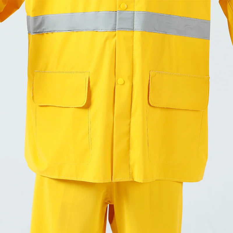 High Quality PVC Raincoat Work Rain Suit Heavy Duty Durable Polyester With Raincoat Hooded Waterproof Logo Decoration Jacket