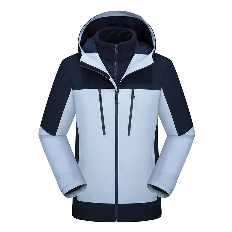Three-in-One Outdoor  Suit for Men Women Waterproof Windproof Warm Mountaineering Camping Hiking Jacket