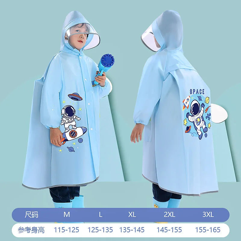 EVA Children's Raincoat with Backpack Space, Suitable for Boys and Girls, Reusable