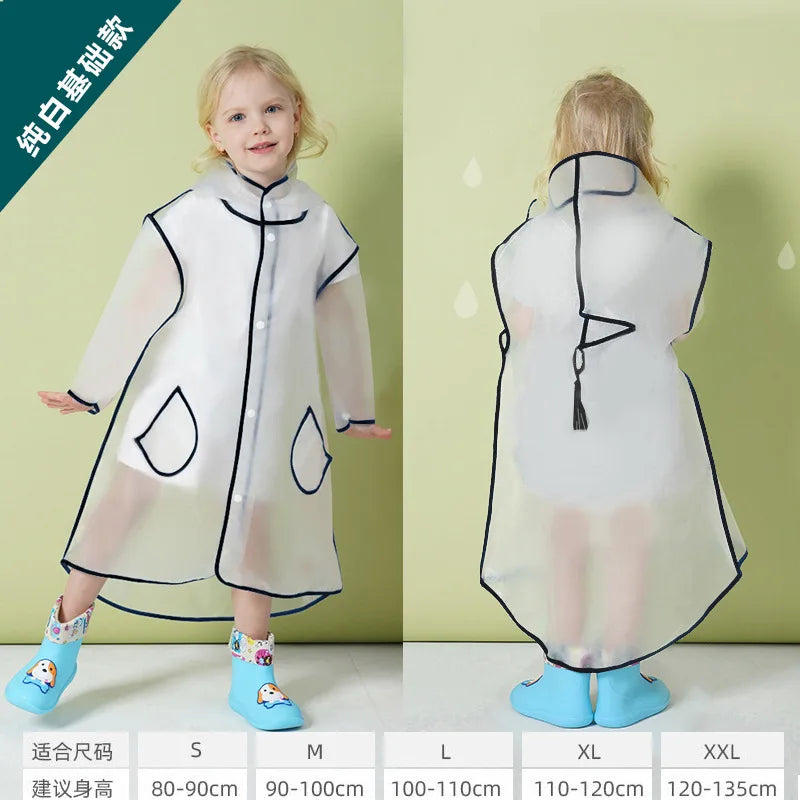 Cartoon Baby Dinosaur for Poncho Raincoat for Boys Girls EVA Waterproof Hat with Brim Rain Gauge for Primary School Kindergarten