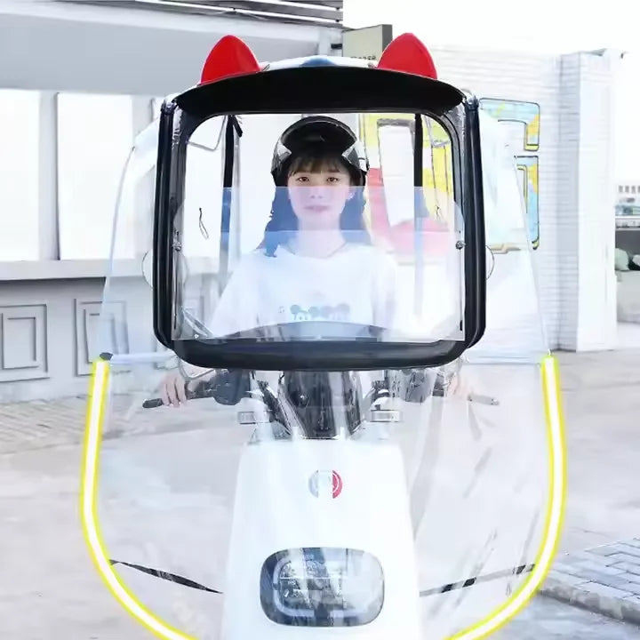 190T Manual Control Sun Shade Umbrella Dust-Proof Rain Cover for Motorcycles Electric Vehicles UV Rain Protection for Scooters