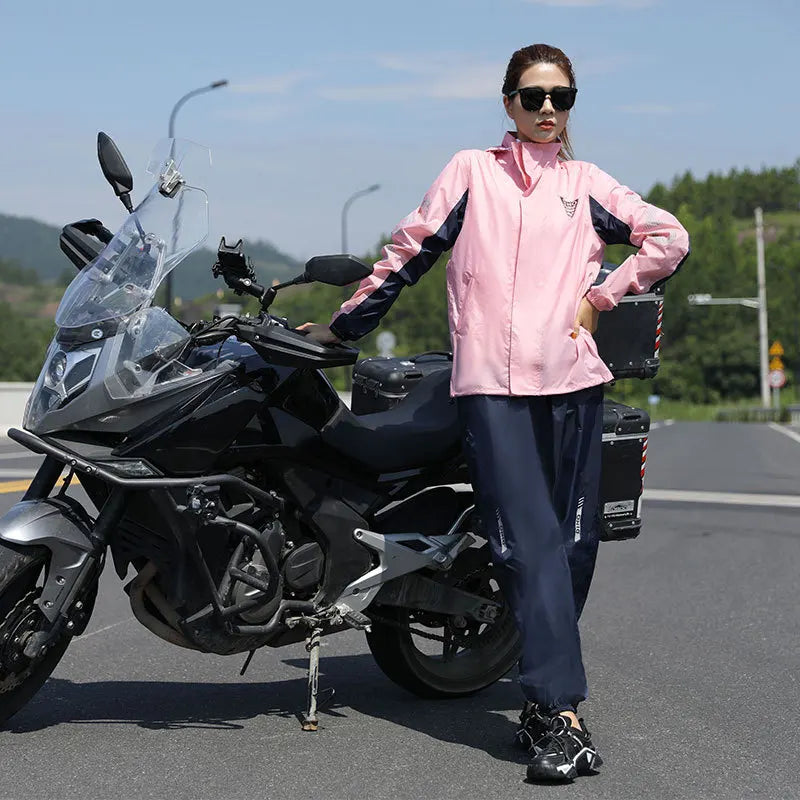 Water-Proof Motorcycle Raincoat and Pants Nylon Split Suit for Travel and Tour Reusable Knight Rain Suit for Takeaway Riding