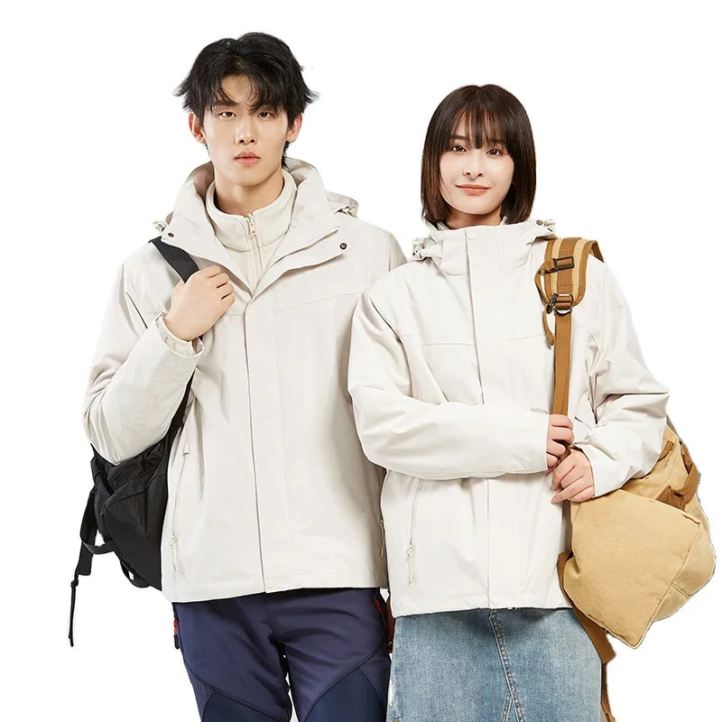 DuPont  3 in 1 Storm Jacket Men's Jacket Women's Waterproof Jacket Warm Outdoor Work Clothes Custom logo Rain Coat