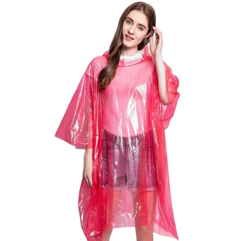 Custom Portable Clear Plastic Poncho for Adults Rain Jacket With Hoods Sleeves for Women Men for Hiking New Condition Made EVA