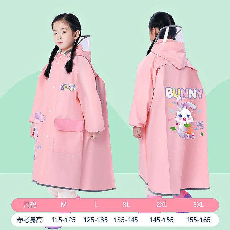 EVA Children's Raincoat with Backpack Space, Suitable for Boys and Girls, Reusable