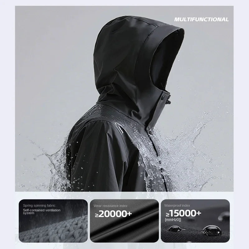 Hiking Travel Outdoor for Waterproof Windproof Polyester  Cloth Full Body Integrated Anti-Storm Cycling Raincoat