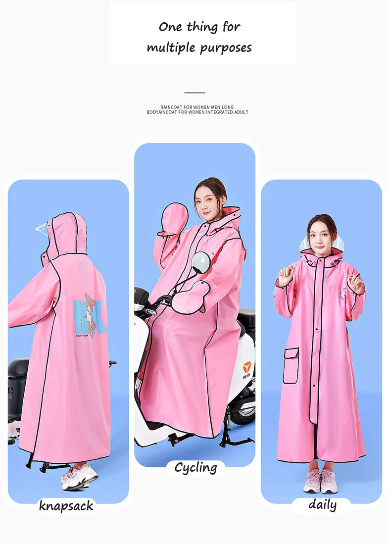 Adult Raincoat Full Body Rainstorm Proof Men's and Women's Lengthened Thickened Single Rider Hiking Poncho