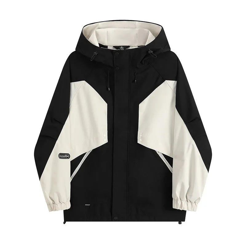 Men's Women's Stand Collar Two-Piece Hooded Outdoor Sports Jacket Windproof Waterproof Autumn Winter Zipper Woven Techniques