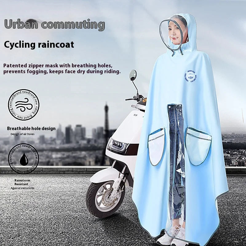 New Classic Single & Double Electric Car Body Raincoat Enlarged Thick Oxford Cloth Anti-Riot for Poncho Waterproof for Travel