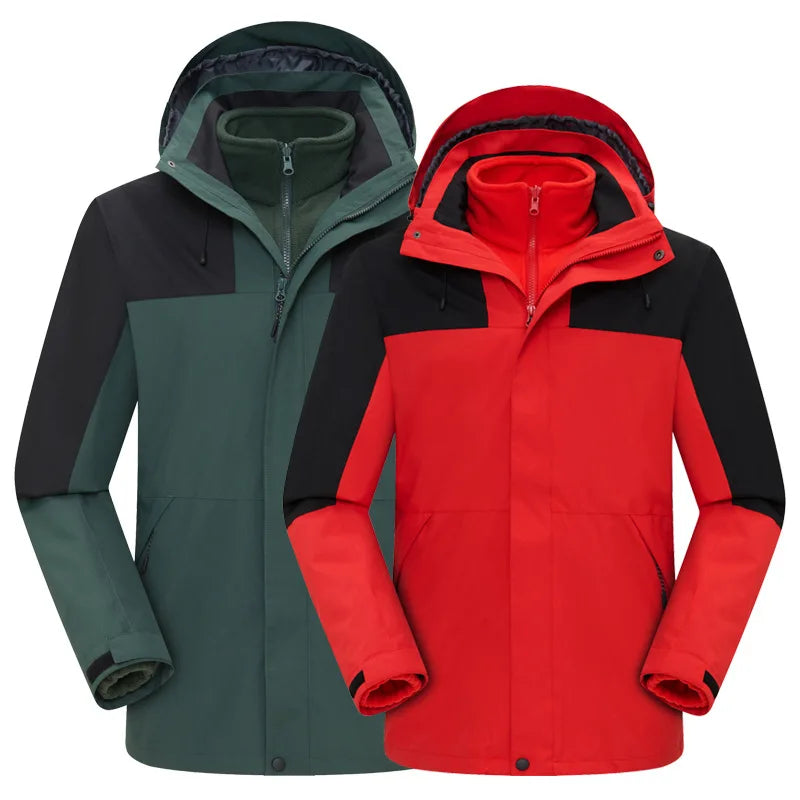 Three-in-One Charging Clothing for Men Women Autumn Winter Windproof Jacket Detachable Liner Two-Piece Tooling Logo Plain Dyed