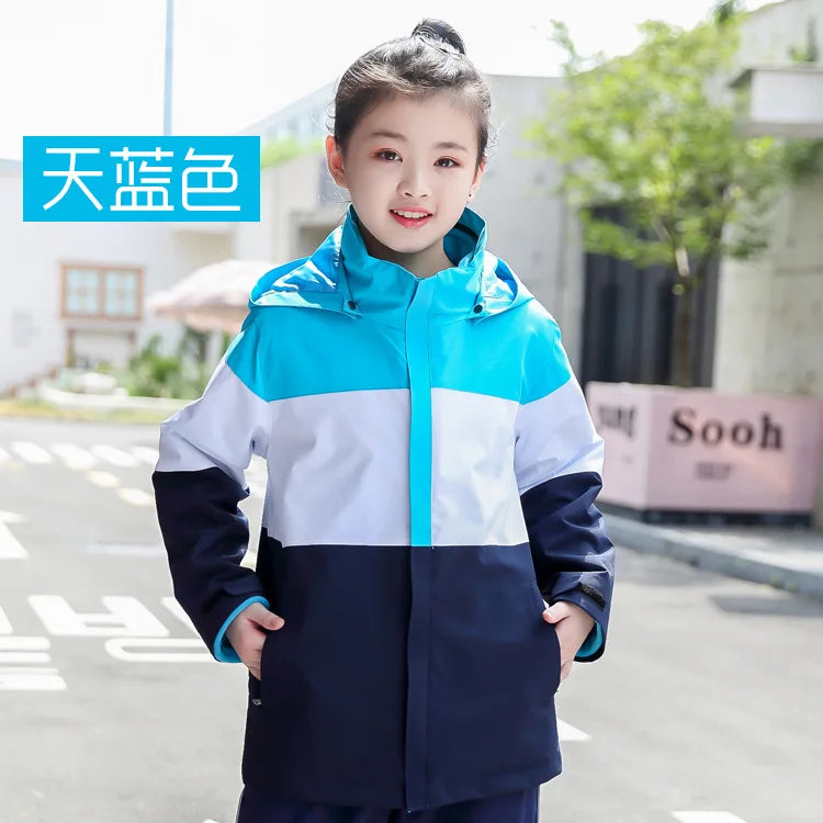 Children's Outdoor Assault Coat Stand Two-Piece Three-In-One Garden Uniform Fleece-Lined Thick Suit Zipper Customizable Logo