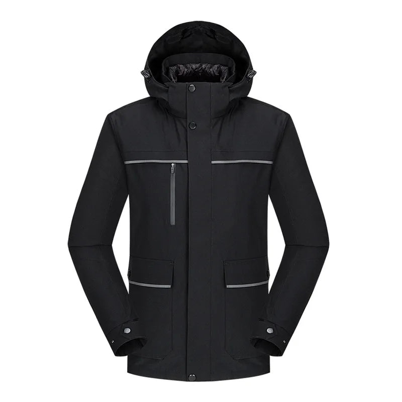 Men's Women's New Outdoor Three-in-One Winter Jacket Solid Windproof Waterproof Breathable Two-Piece Windbreaker