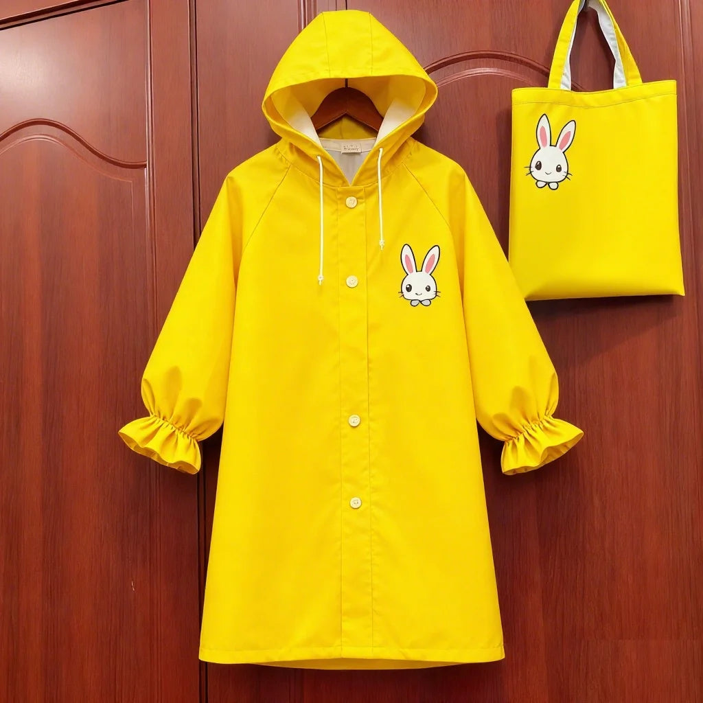 Waterproof Raincoat with Cartoon Pattern Print Durable Rain Gear for Outdoor Activities-Hiking School-Reusable for Boys Girls