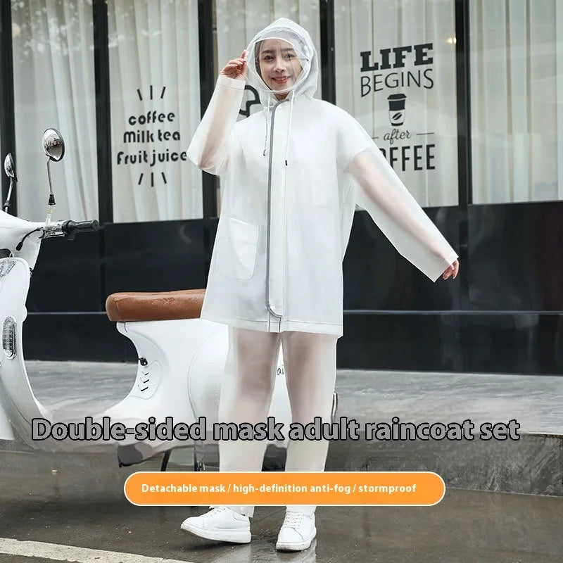 Adult Full Body PVC Waterproof Raincoat with TPU Battery Split Jacket Pants Suit for Car Motorcycle Riding Wholesale