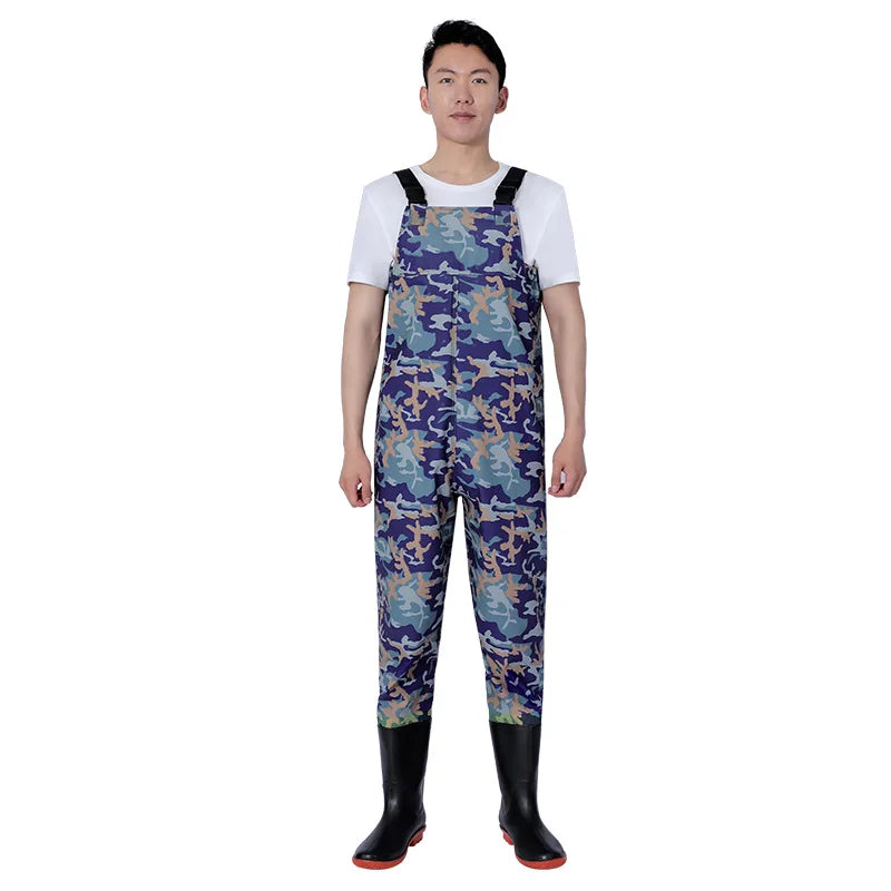 Thickened PVC Material Fishing Waders Pants Zipper Closure Outdoor Wading Unisex Half-length