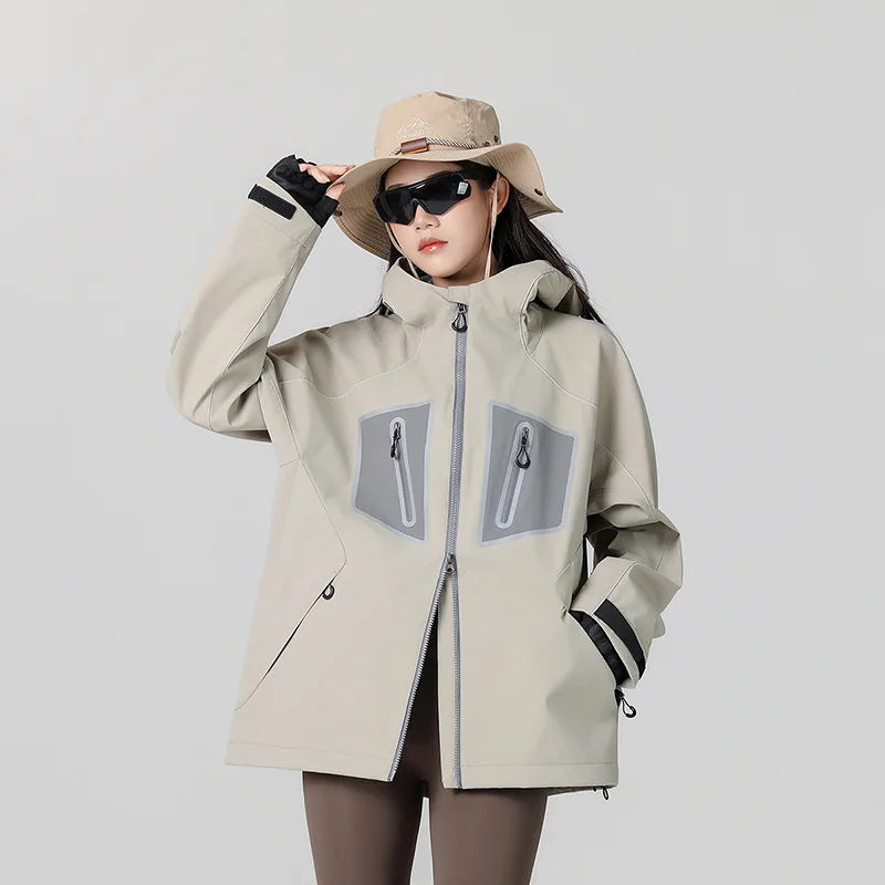 Urban Outdoor Functional Hard Shell Casual Stand Waterproof Breathable  Bomber Jacket Unisex Color Pocket