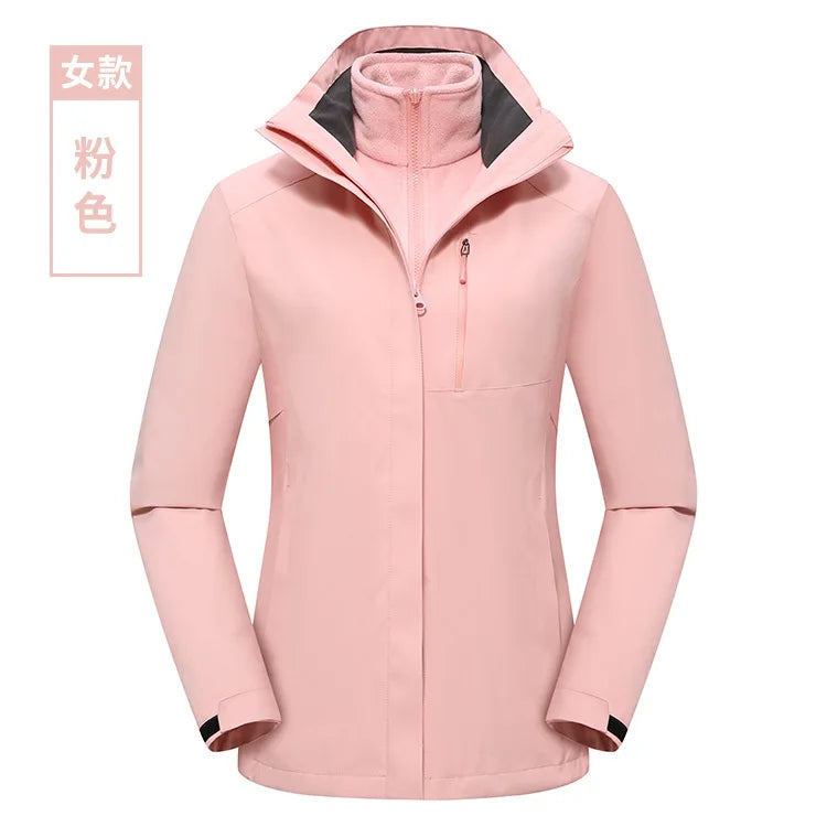 Men's Women's Outdoor Assault Three-in-One Detachable Warm Waterproof Breathable Work Clothes Zipper Customizable Printed Winter