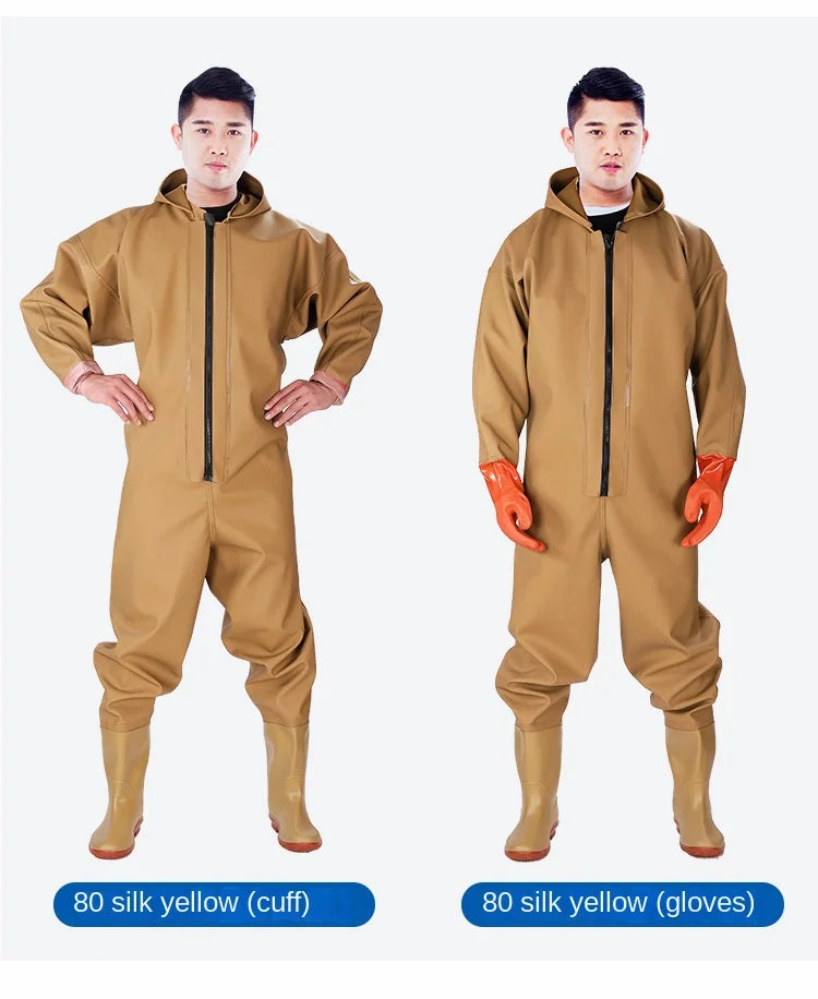 Wholesale Thickened PVC Full-Body Waterproof Chest Wader Fishing Rain Water Pants with Zipper Closure Unisex