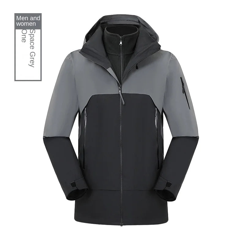 Couple's Lightweight Hard Shell Three-in-One Outdoor Sports Jacket Cold-Proof Windproof Waterproof Mountaineering Suit