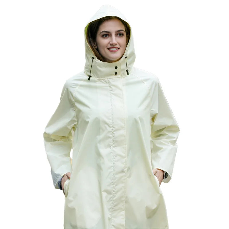 Custom Adults Rainsuit Hood Drawstring Raincoat Poncho Waterproof Polyester Travel Hiking Featuring Customizable Logo Decoration