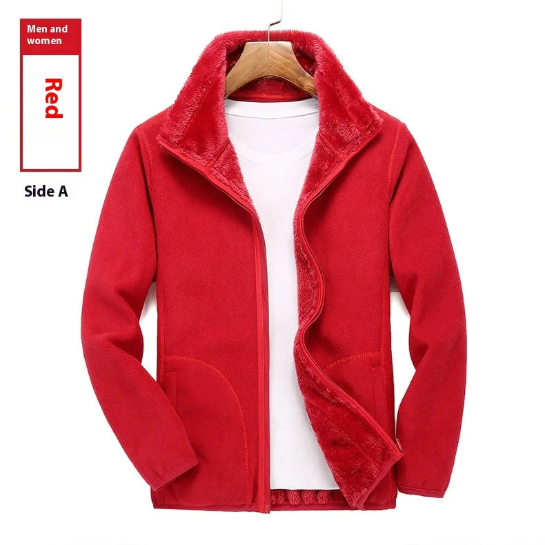 Outdoor Rush Men's & Women's Coral Fleece Coat Casual Style Thickened Spring Autumn Winter Sweater Cardigan Liner