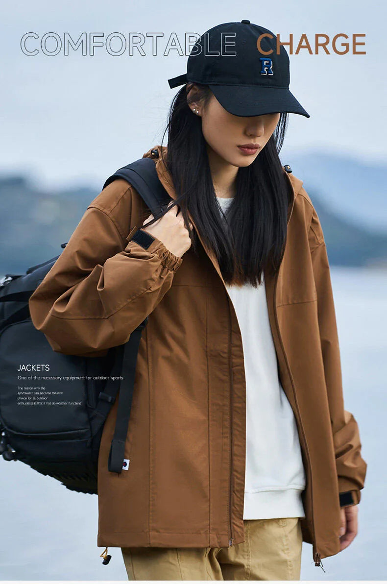 Waterproof Outdoor Multi-Pocket Hooded Windbreaker for Mountaineering & Camping for Hiking & Raincoat Use