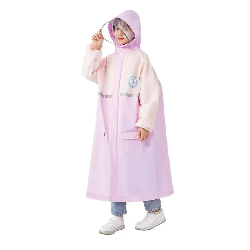 EVA Full Body School for Poncho for Primary Middle School Students Raincoat Schoolbag for Boys Girls Middle Large Size Rainstorm
