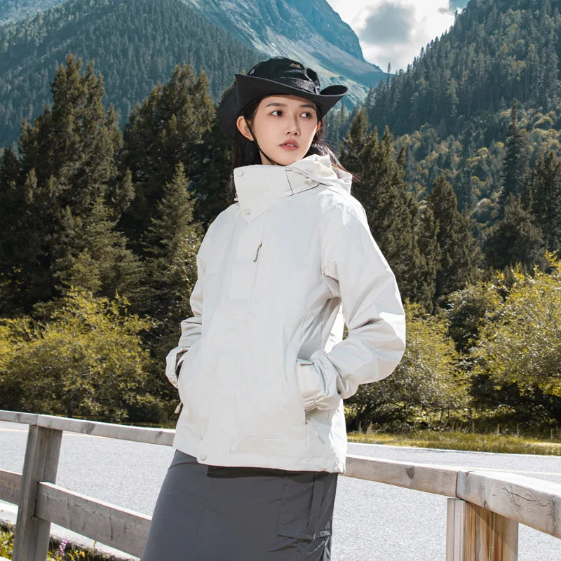 Men's and Women's Three in One Outdoor Hard Shell Jacket, High-end Windproof and Waterproof Hiking and Mountaineering Jacket