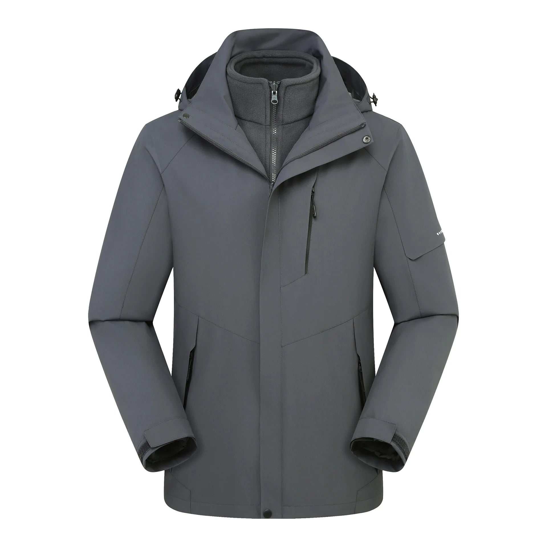 Outdoor Unisex Three-in-One Two-Piece Couple's Winter Solid Mountaineering Suit Jacket  Removable Waterproof Windproof Zipper